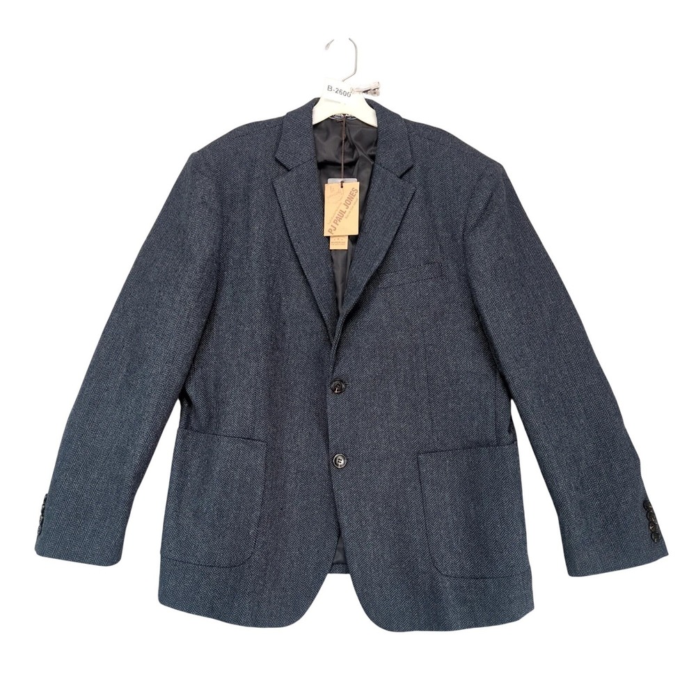 NWT PJ Paul Jones Navy Herringbone Tweed Blazer Jacket Mens XL Academia Preppy